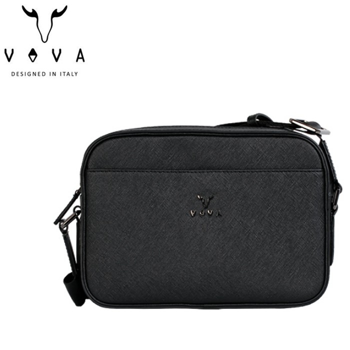 VOVA 波隆納系列 真皮 十字紋斜背包/側背包 VA113S03BK 時尚黑