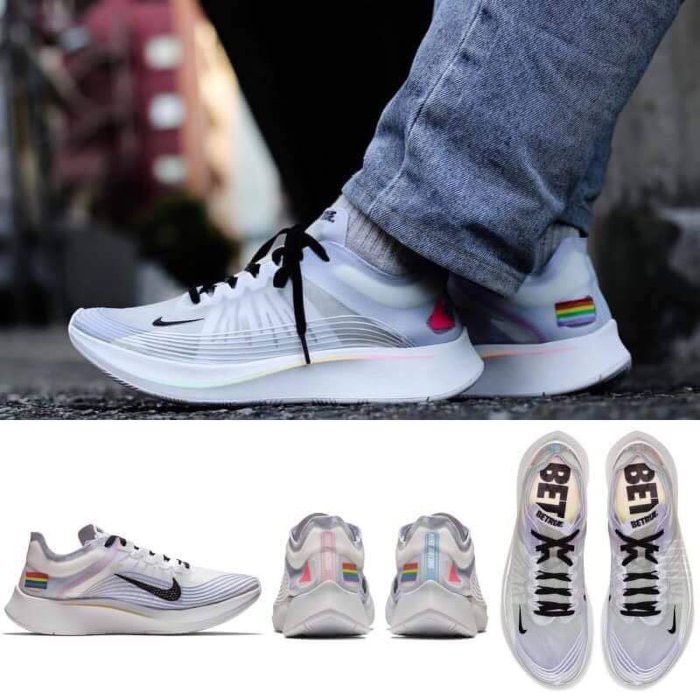 NIKE ZOOM FLY BETRUE 白半透明彩虹慢跑鞋AR4348-105 男鞋| 蝦皮購物