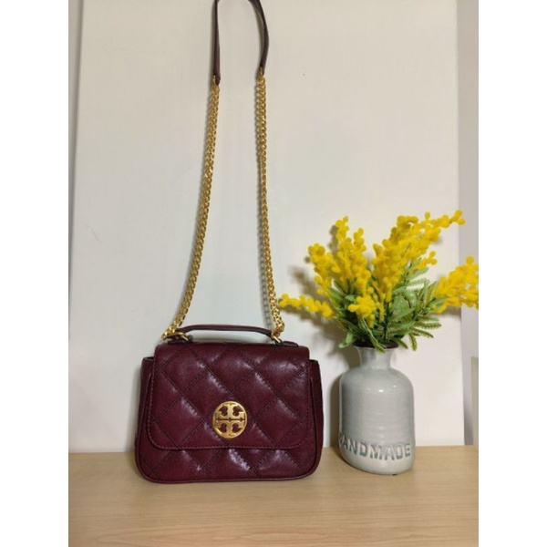 全新 Tory Burch Willa mini top handle 手提包 小款 菱格紋 小香風