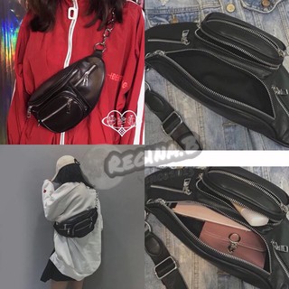全網最低價 韓國INS超火 歐美復古多功能包 街頭 個性 鏈條 皮革 腰包 韓國 潮流 側揹包 小包 胸包