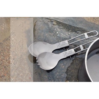全新 鈦途TiTo鈦合金叉勺兩用折疊叉勺輕量化鈦勺戶外露營餐具湯匙叉子K20