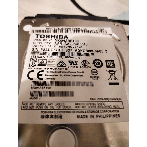 Toshiba 2.5吋 7mm 1TB 筆電 限定Lost下標