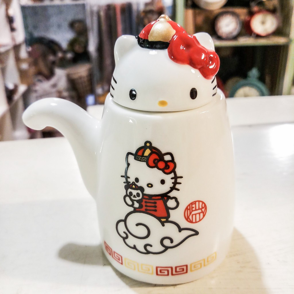 Vintage+。復古家。日本Hello Kitty中國 熊貓 系列。凱蒂貓 kitty 造型 陶瓷 醬油罐 油壺