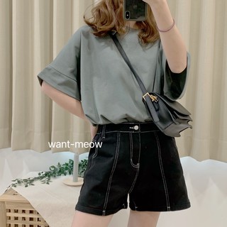 Want-Meow招財貓旺鋪新色上架臺灣出貨95公斤可穿寬鬆顯瘦拼接袖設計上衣中大尺碼大碼上衣