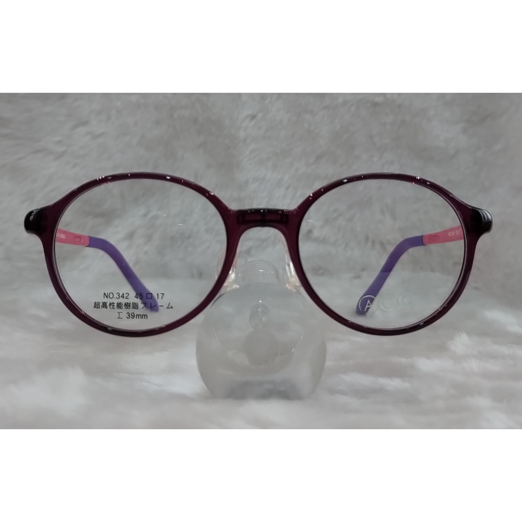 閃亮眼鏡館 韓國製造 TR90光學兒童鏡框 鼻墊款 超彈性樹脂   超輕 不變形 不外擴 342 圓框紫色
