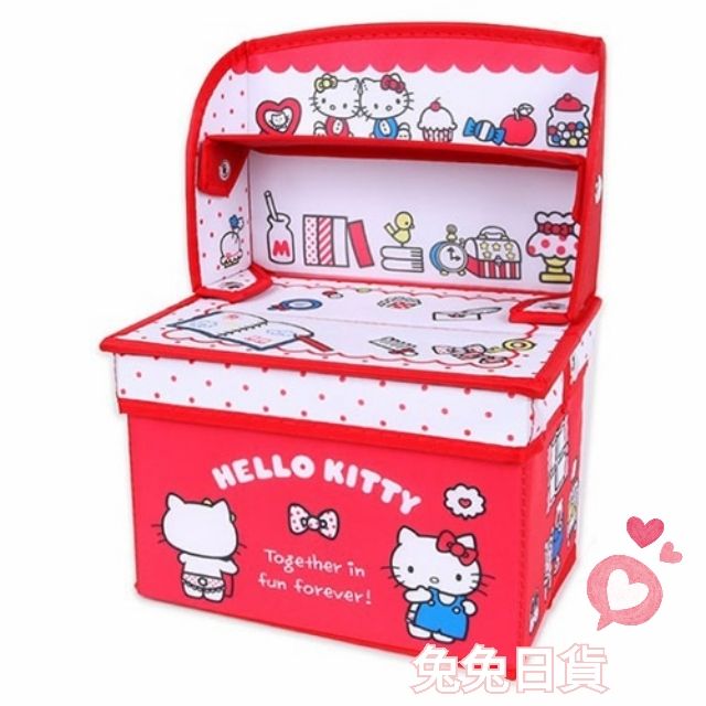 ~兔兔日貨~日本進口 Sanrio hello kitty 收納箱 掀蓋式收納箱 整理箱 化粧台 化妝箱 折疊式 玩具箱