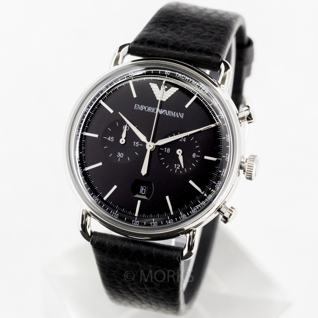 現貨 EMPORIO ARMANI AR11143 亞曼尼 手錶 43mm 黑面盤 黑色皮錶帶 男錶女錶