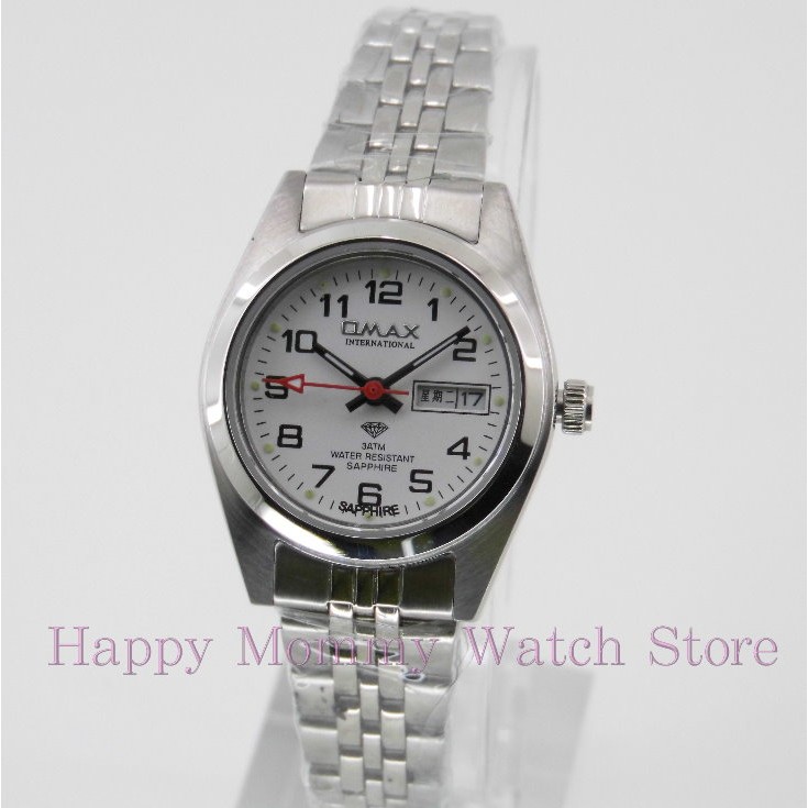 【 幸福媽咪 】OMAX 歐瑪士 日本機芯 清晰數字 藍寶石 日期/星期 女錶/兒童錶 26mm 型號:4004