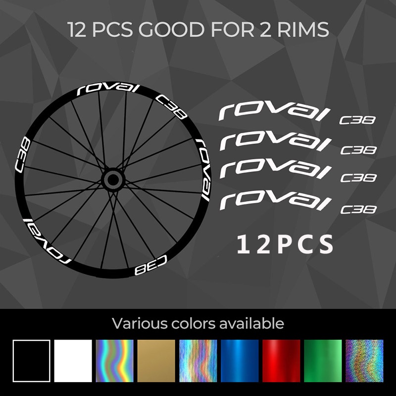 Roval-c38-disc-kit1(8 或 12 件)全息輪輞貼紙貼花乙烯基適用於山地自行車和公路自行車