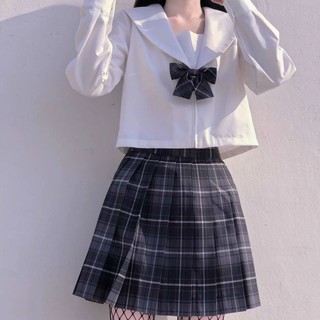 掉落 正版煙灰jk格裙基礎款關西襟白無本水手服制服女夏服 蝦皮購物