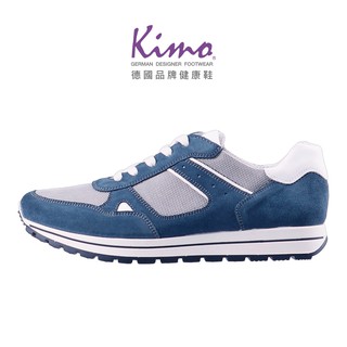 【Kimo】義大利製造麂皮透氣彈力男士慢跑休閒鞋 男鞋（藍 50289172175）