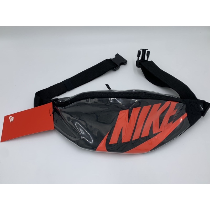 NIKE NK HERITAGE HIP PACK - MTRL 腰包 黑紅 透明防水 單肩斜 斜跨包 跑步 健身 運動