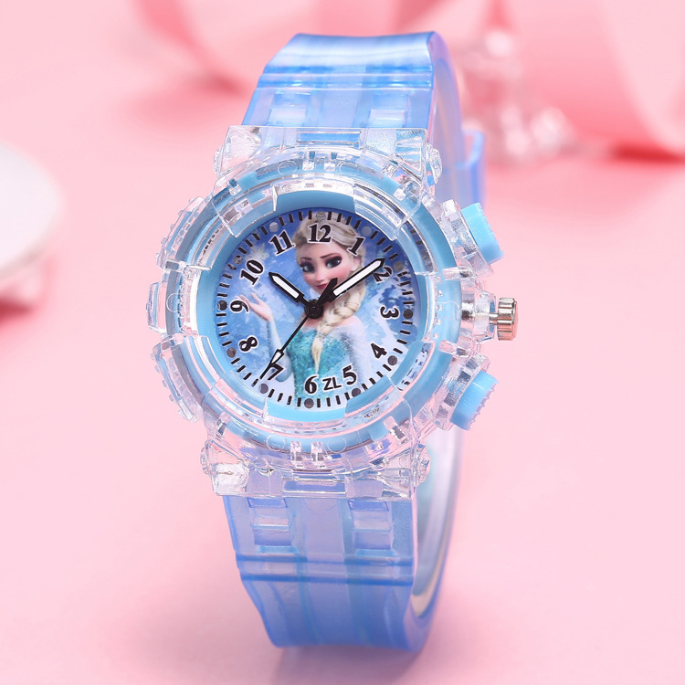 🌱①號寶屋  動漫卡通 卡漫周邊 冰雪奇緣 艾莎公主 安娜公主LED夜光手錶電子錶 腕錶 情侶石英錶 禮物 交換禮物
