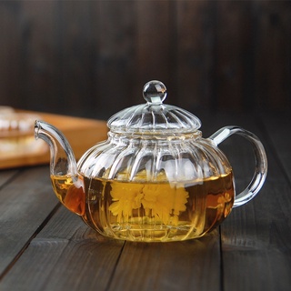 玻璃煮茶壺玻璃條紋南瓜壺耐高溫玻璃茶壺花茶壺茶具