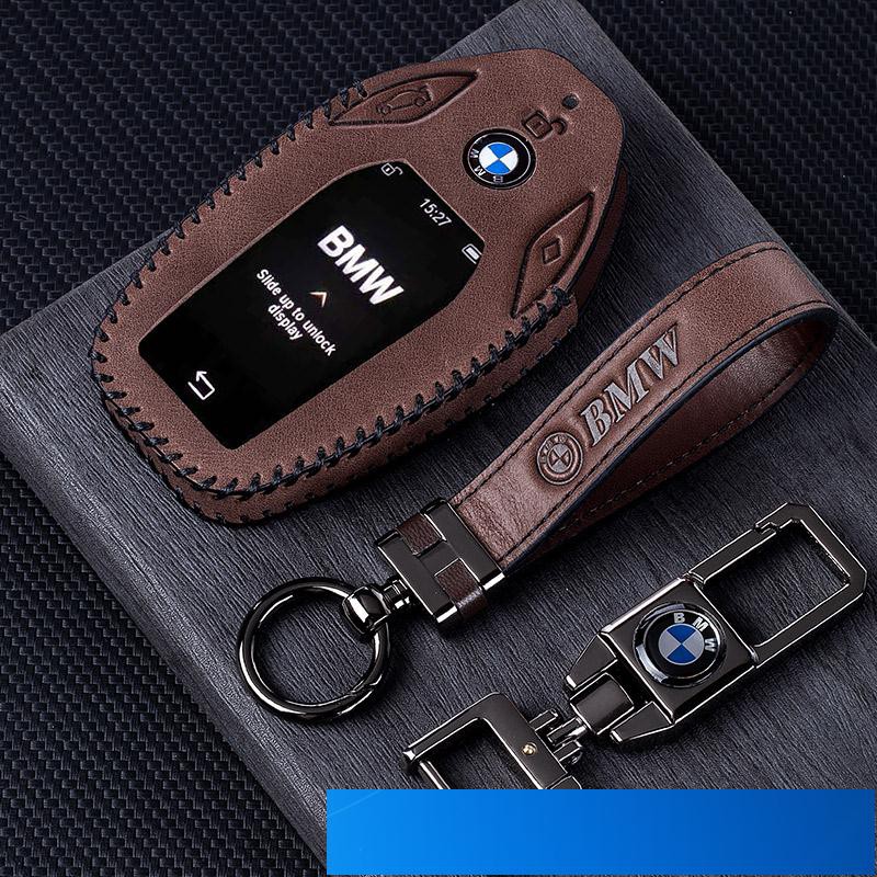 BMW液晶真皮鑰匙套 適用寶馬7系液晶屏 新5系 6系GT 新X3 X5 X7 晶片汽車鑰匙包
