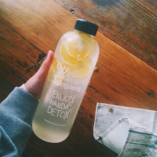 韓國 pongdang water 大容量學生便攜水果水飲料透明玻璃水壺