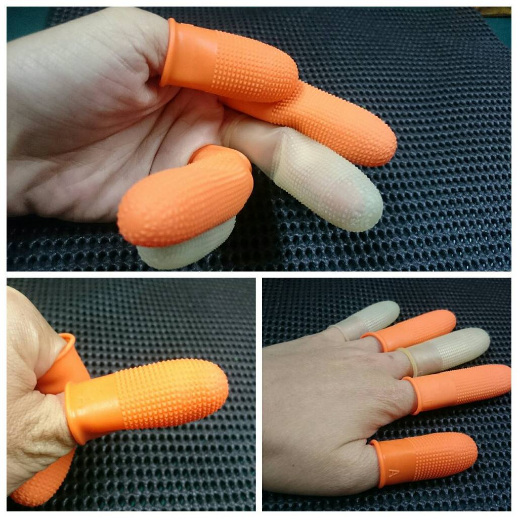 &lt;附蝦皮電子發票&gt; 橡膠指套(橘色、原色)顆粒止滑手指套.防滑指套(50個/110元)(中指、大姆指、小指) 台灣製造
