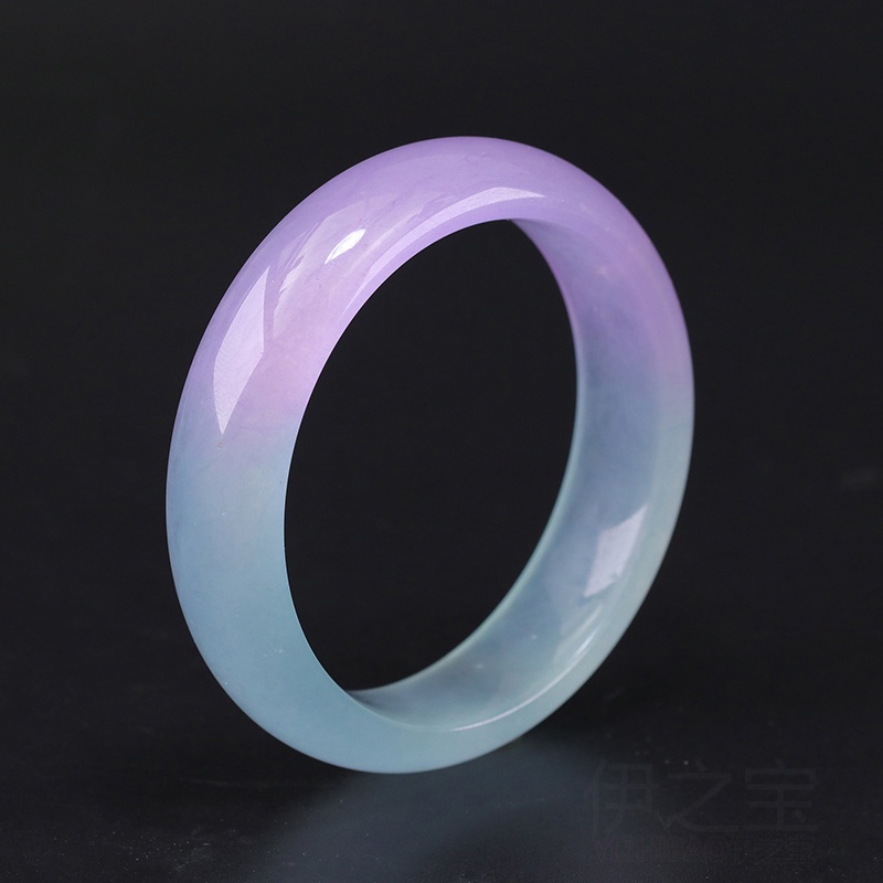 天然玉石手鐲 冰種藍紫鐲子 冰透玉石手環
