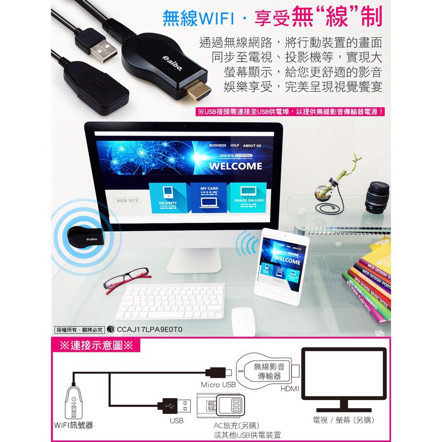 無線WIFI HDMI 影音傳輸器 手機 平板 投屏電視 投屏器 安博平板投屏電視