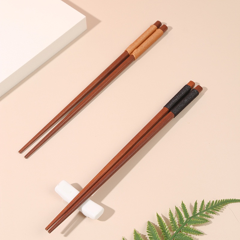 日式木筷纏結尖頭壽司筷家用餐廳紫檀木筷筷子