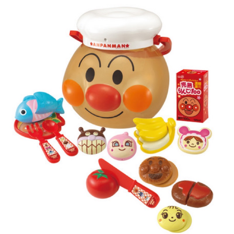 日本原裝麵包超人-料理小廚師提盒收納.廚房玩具切切樂扮家家酒