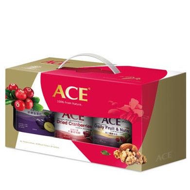 ACE 健康果乾堅果禮盒組 (軟嫩蜜棗乾+大蔓越莓乾+每日健康纖果) --- 年節限定
