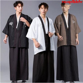 日本京都直送 男和服浴衣6款4入套組復古帥氣時尚變裝萬聖節cosplay棉麻男性日式角帶春夏祭典煙火 蝦皮購物