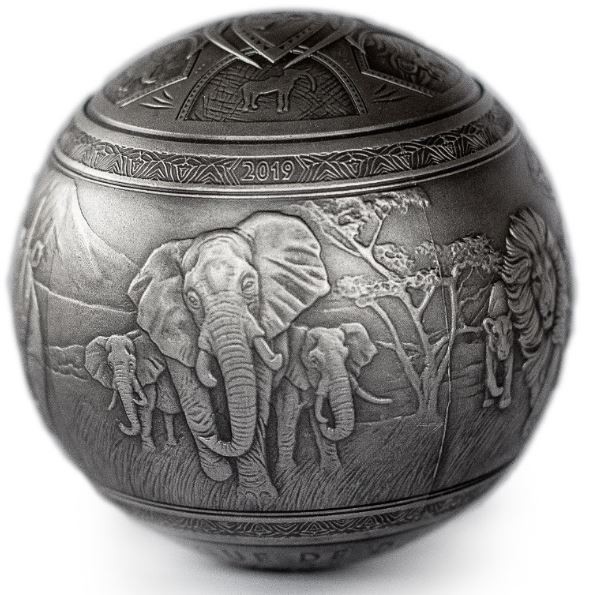 預購 - 2019吉布地-野生動物大五系列-球型-1公斤銀幣