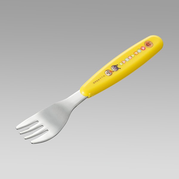 日本 LEC 麵包超人 ANPANMAN 塑膠柄不鏽鋼叉子/湯匙(黃)