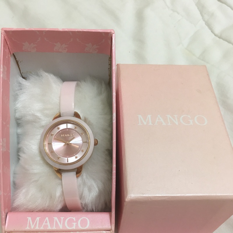MANGO-美緻星辰陶瓷時尚腕錶《甜蜜桃色》二手/近全新/可愛迷人/陶瓷/附購物證明