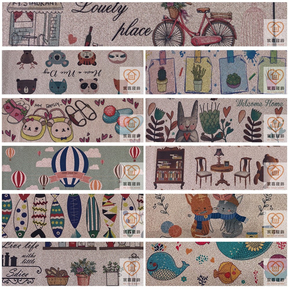 歐式卡通動物亞麻地墊 亞麻廚房地墊 亞麻門墊 亞麻地墊 尺寸種類最齊全40cm 60cm 45cm 120cm 蝦皮購物