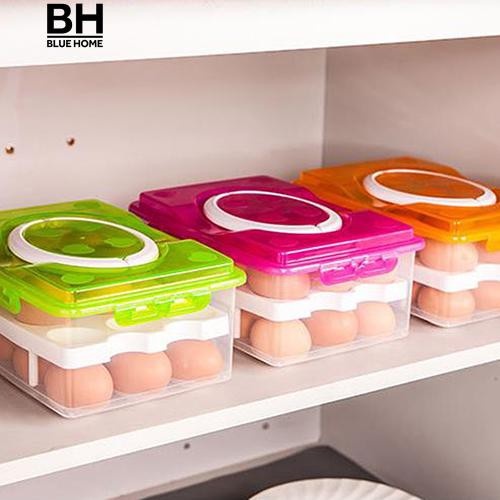 🌸現貨🌸可攜式雙層雞蛋保鮮收納盒 冰箱收納保鮮盒 便攜24位雞蛋盒🌸廚房收納🌸