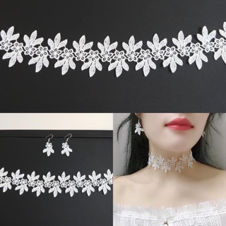 甜心美飾 蕾絲項鍊 珍珠項鍊 花朵項鍊 蕾絲頸鍊