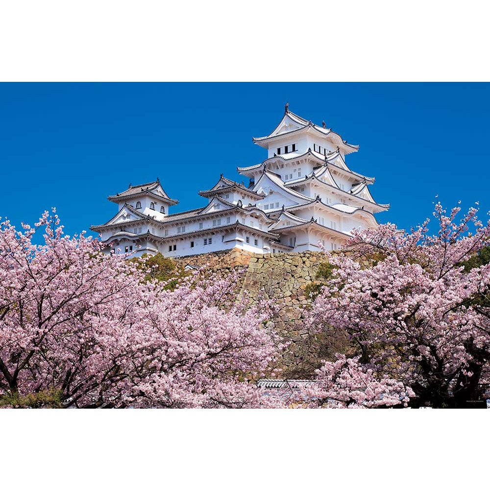 【小巷】風景攝影 春天的姬路城 櫻花 (Yanoman, 1000片, 10-1411, 日本拼圖)
