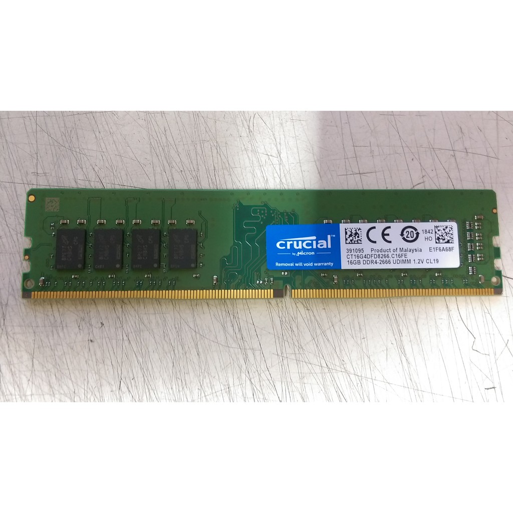 美光  桌上型DDR4 2666 單條16G 二手良品 終保 售$1299元