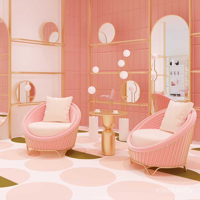 魚目白家居布藝美容院沙發會客接待單人位辦公休閒服裝店北歐網紅美甲店鋪用hewz 蝦皮購物