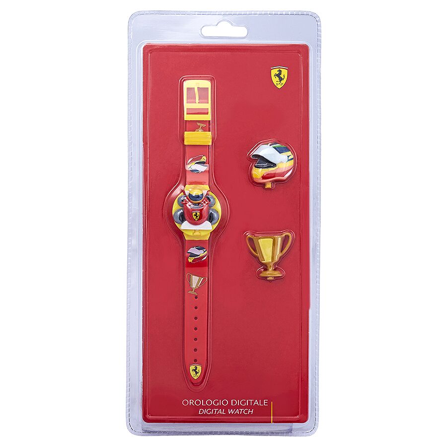 【Ferrari 法拉利】競速賽車電子兒童腕錶套組+替換面蓋-急速紅/FA0810004/台灣總代理公司貨享兩年保固