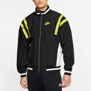 S.G NIKE 刺繡 LOGO 復古 立領 防風 風衣 外套 黑 螢光綠 男款 CJ4922-010