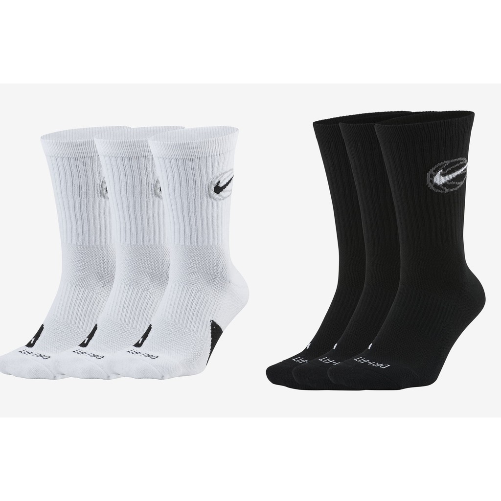 Nike Everyday Crew Basketball Socks (3 Pair) Black/white DA2123010