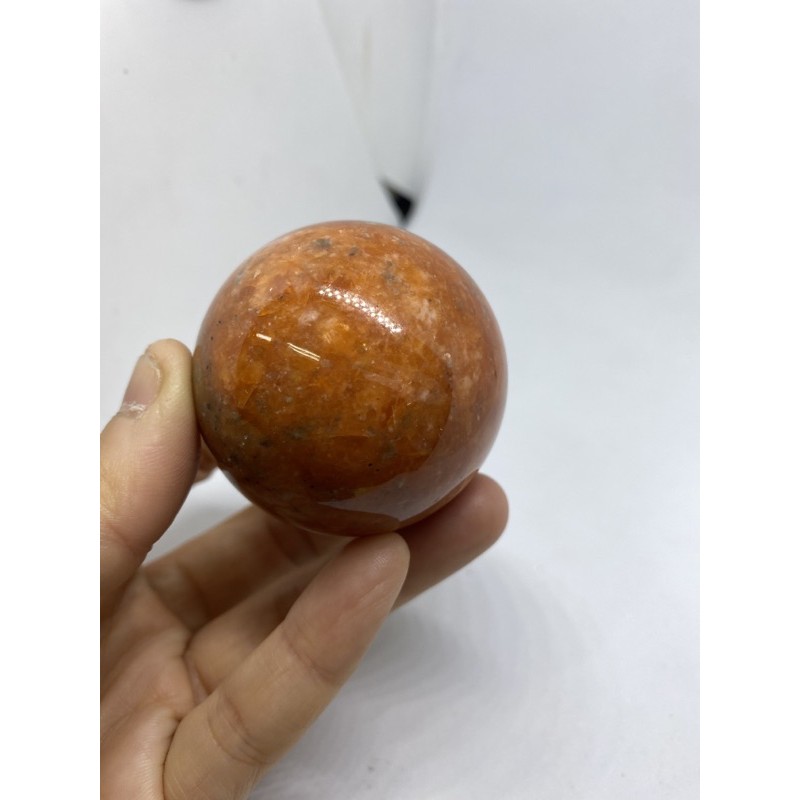D2285天然水晶原礦/太陽石球#濃郁橘色 直徑約：50.5mm 重量約：183g