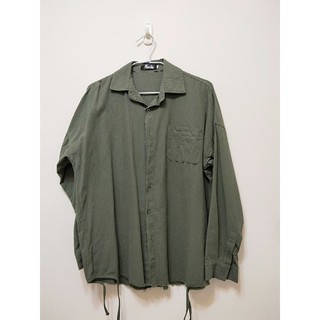 全新/後有實穿圖)韓系軍綠寬鬆襯衫外套