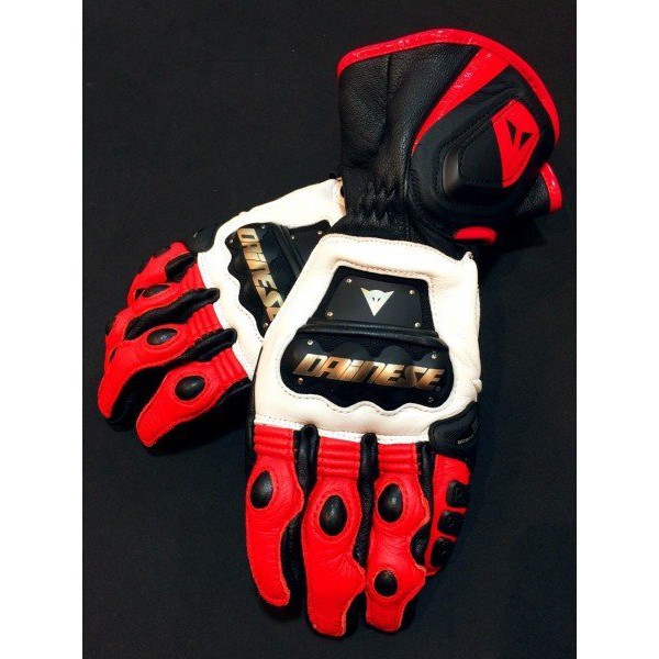瀧澤部品 義大利DAINESE 丹尼斯4-Stroke LONG Gloves 白黑紅 真皮手套 長手套 皮革 金屬護具