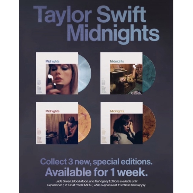 （9/6止代購預購）Taylor Swift 泰勒絲 Midnights 專輯CD 彩膠錄音帶美版歐版 限時特賣 無簽名