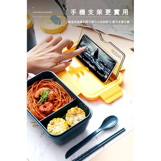 便當盒 附餐具日式三隔飯盒 學生保溫盒 1400ml三隔型餐盒 可微波密封保鮮盒 收納盒 便當盒 附發票+臺灣出貨