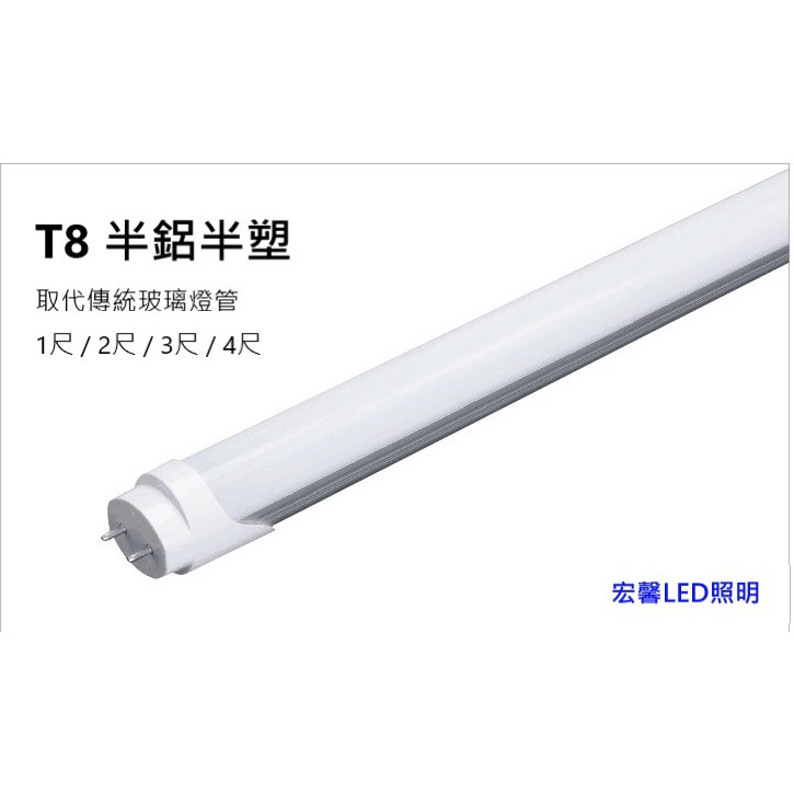 【宏馨LED照明】LED T8 1尺/2尺/3尺/4尺 山型燈具 輕鋼架 皆可適用 取代傳統燈管 耗電量減半 亮度增倍