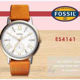 FOSSIL 時計屋 手錶 ES4161 璀璨羅馬數字指針女錶 皮革錶帶 白色錶面 防水 (另ES4151)