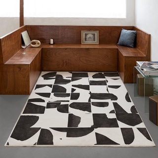 仿羊絨黑白輕奢風客廳地毯沙發茶幾墊簡約ins大面積家用可定制