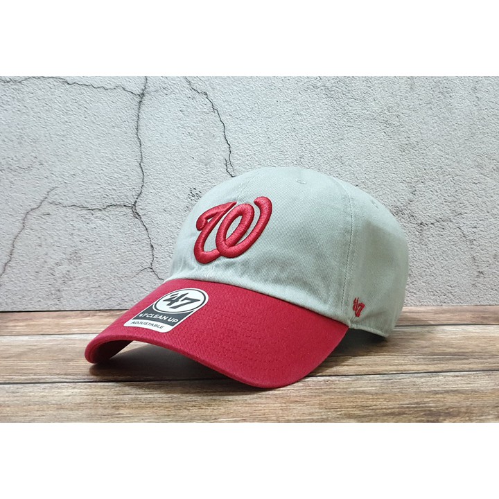 蝦拼殿 47brand MLB華盛頓國民隊LOGO復古布料雙色老帽  棒球帽男生女生都可戴  現貨供應中