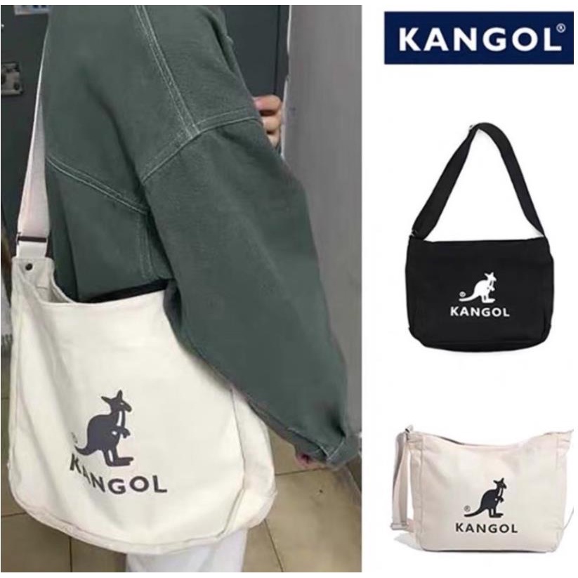 韓國 kangol 帆布包 袋鼠 單肩斜背包 托特包 ins風 休閒 側肩包 女生包包