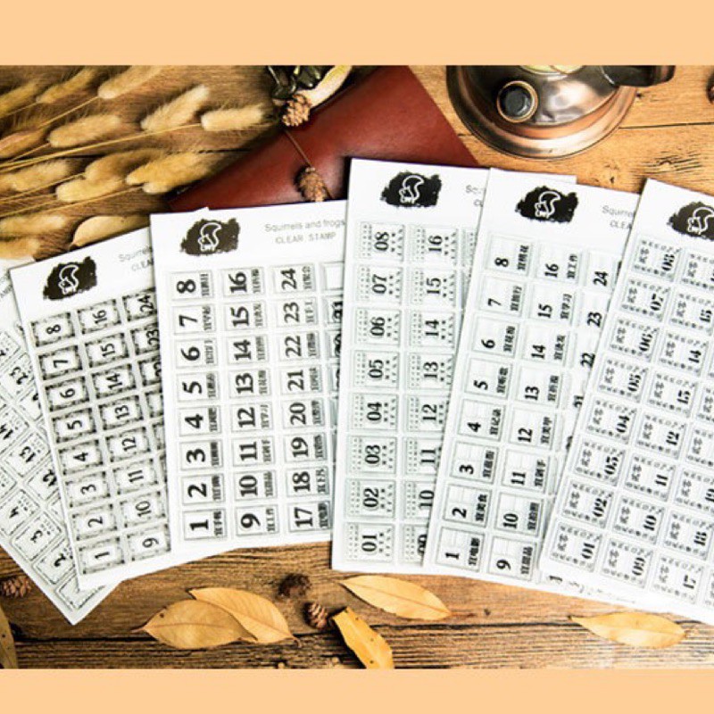現貨 台灣賣家 日付印章 透明印章  硅膠印章 矽膠印章 水晶印章 手帳創作素材印章 日付創作 月曆印章 日曆